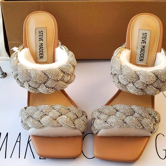 Steve Madden Braided Rhinestone Strappy Heels - Picture 1 of 5